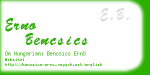 erno bencsics business card